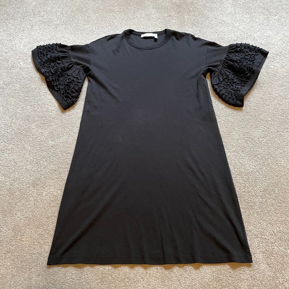See By Chloe Mini Dress Womens Medium Black Ruffle Sleeves Mini Jersey T-Shirt